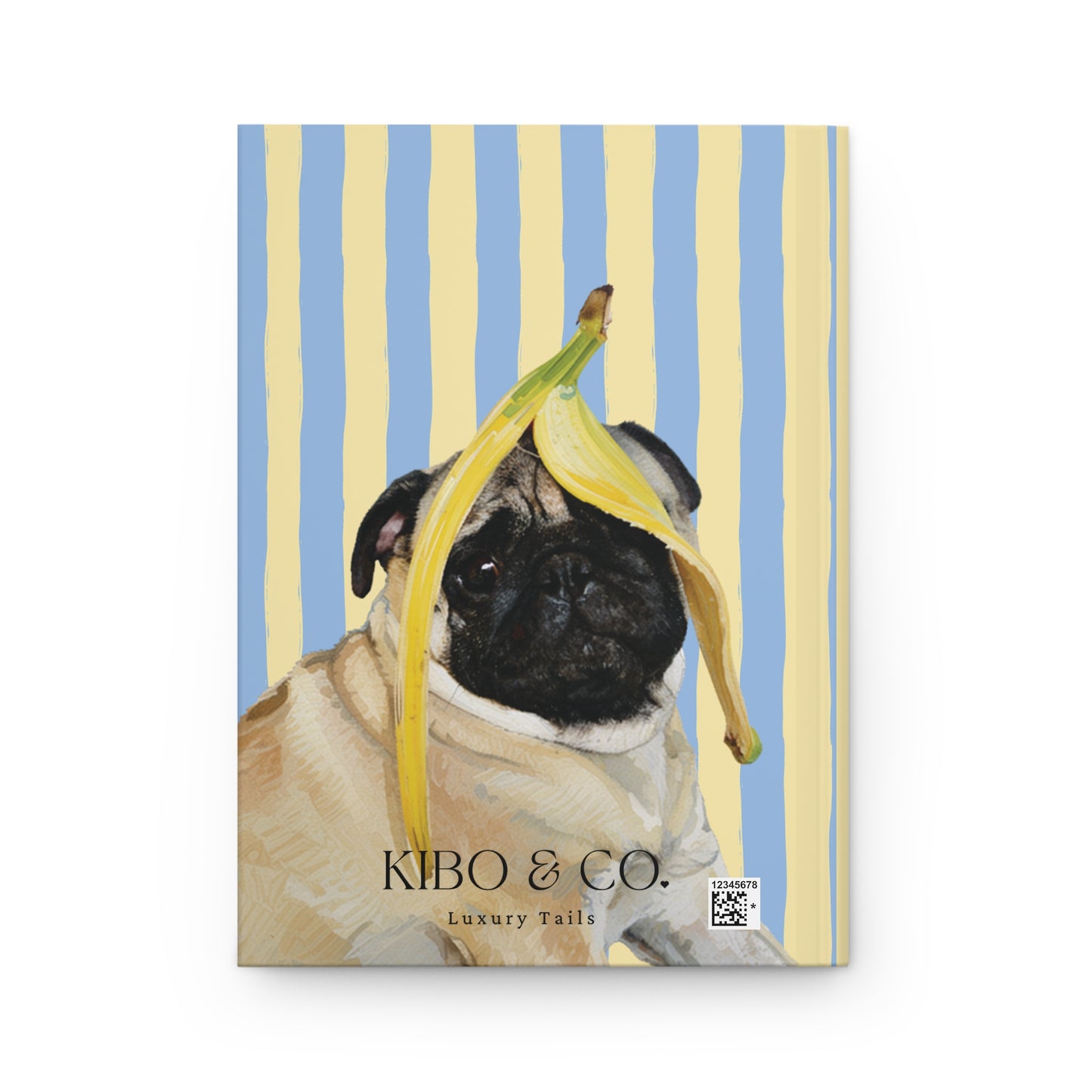 Pug with Banana Hardcover Journal — Cute Dog Notebook for Notes & Gifts