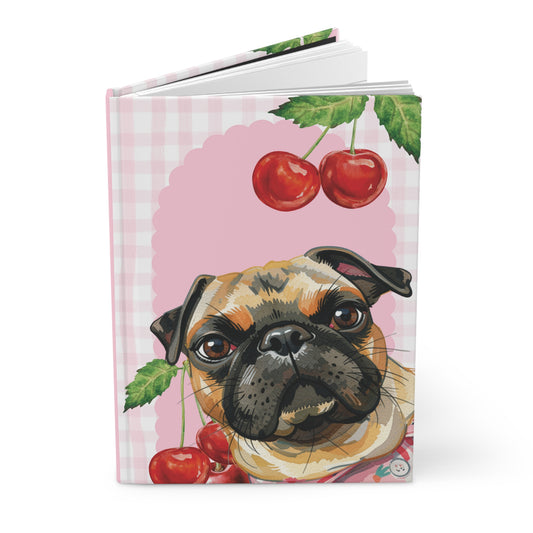 Kira Cherries Hardcover Journal — Cute Dog Notebook for Notes & Gifts